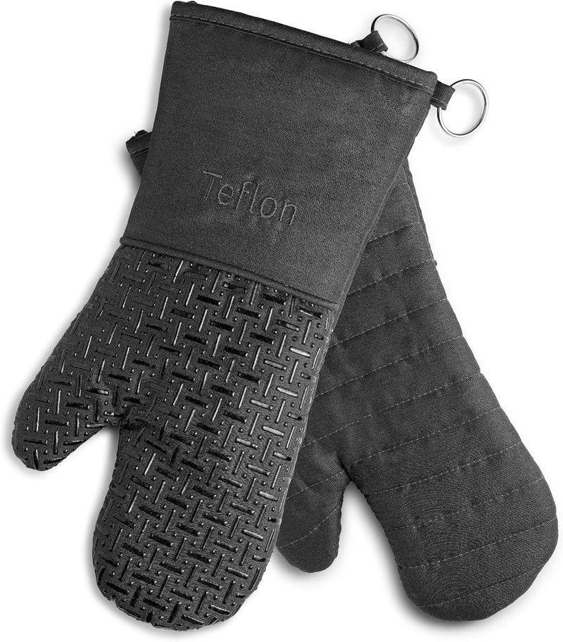 Xlnt Extra Long Oven Mitts (Black) | Teflon EcoElite Water Repellent | Heat Resistant for Oven Cooking, Grill & BBQ | Non Slip Gloves with Teflon EcoElite Finish, Cotton Lining & Hanging Loop - Image 1